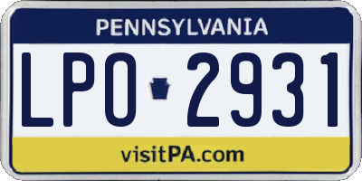 PA license plate LPO2931