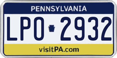 PA license plate LPO2932