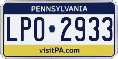 PA license plate LPO2933