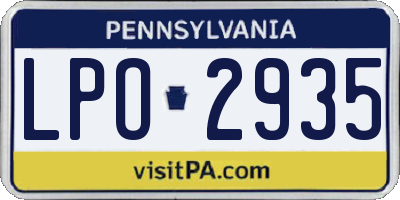 PA license plate LPO2935