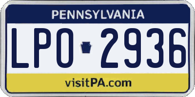 PA license plate LPO2936