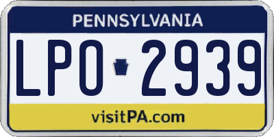 PA license plate LPO2939