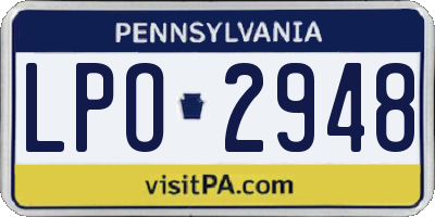 PA license plate LPO2948