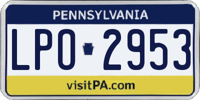 PA license plate LPO2953