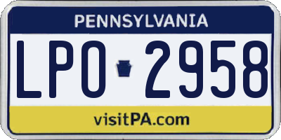 PA license plate LPO2958