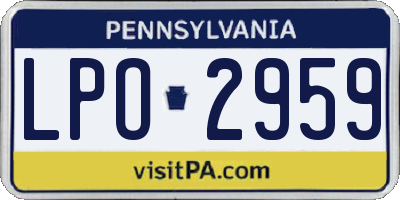 PA license plate LPO2959