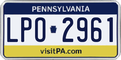 PA license plate LPO2961