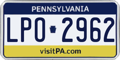PA license plate LPO2962