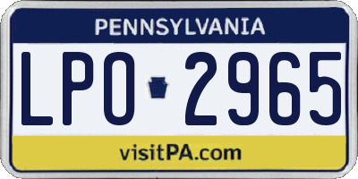 PA license plate LPO2965