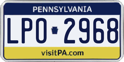 PA license plate LPO2968