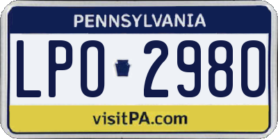 PA license plate LPO2980