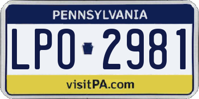 PA license plate LPO2981