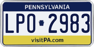 PA license plate LPO2983