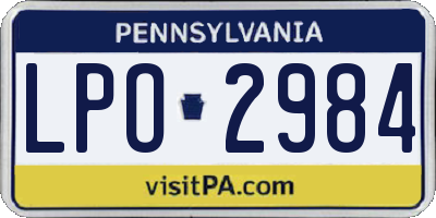 PA license plate LPO2984