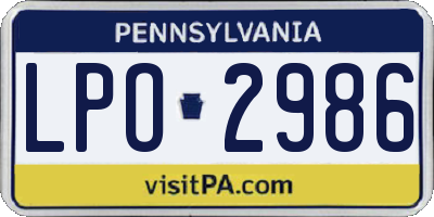 PA license plate LPO2986
