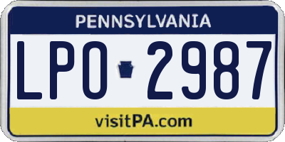 PA license plate LPO2987