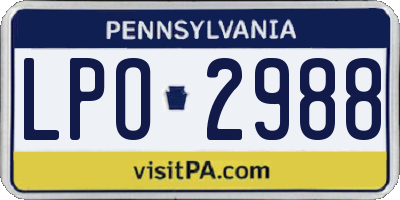 PA license plate LPO2988