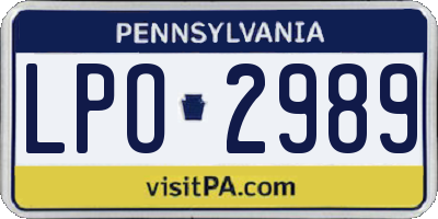 PA license plate LPO2989