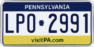 PA license plate LPO2991
