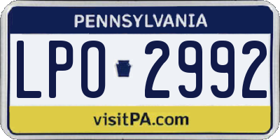 PA license plate LPO2992