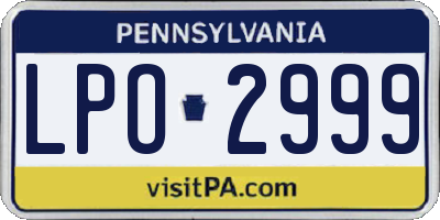 PA license plate LPO2999