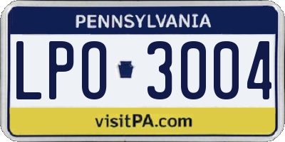 PA license plate LPO3004