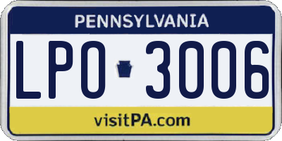PA license plate LPO3006