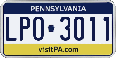 PA license plate LPO3011