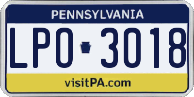 PA license plate LPO3018