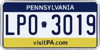 PA license plate LPO3019