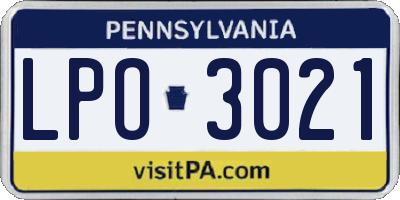 PA license plate LPO3021