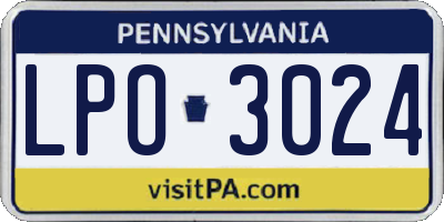 PA license plate LPO3024