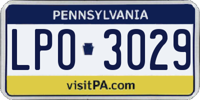 PA license plate LPO3029