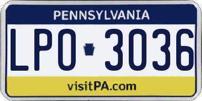PA license plate LPO3036