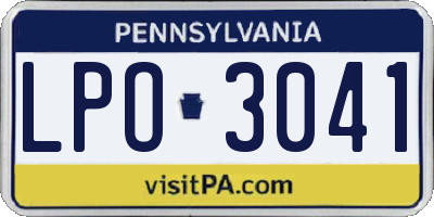 PA license plate LPO3041