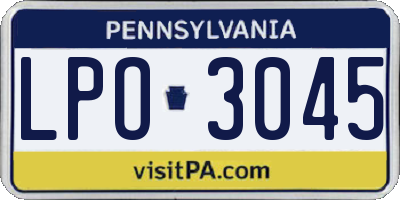 PA license plate LPO3045
