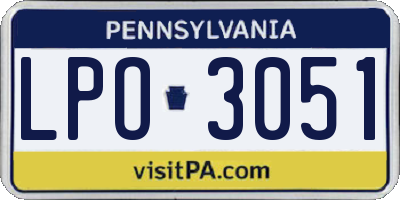 PA license plate LPO3051