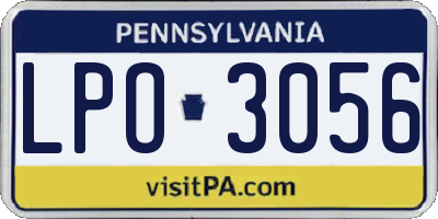 PA license plate LPO3056