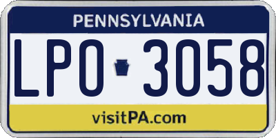 PA license plate LPO3058