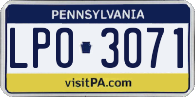 PA license plate LPO3071