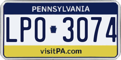 PA license plate LPO3074