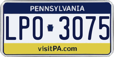 PA license plate LPO3075