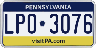 PA license plate LPO3076