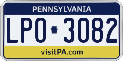 PA license plate LPO3082