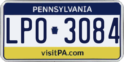 PA license plate LPO3084