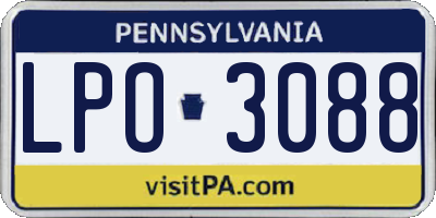 PA license plate LPO3088
