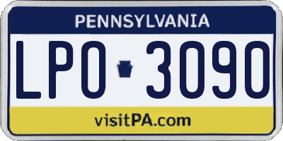 PA license plate LPO3090