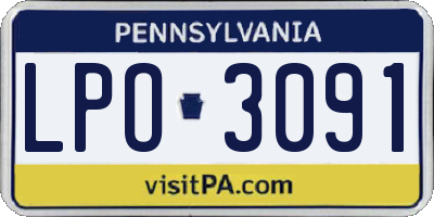 PA license plate LPO3091