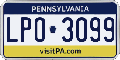 PA license plate LPO3099