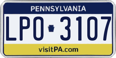 PA license plate LPO3107